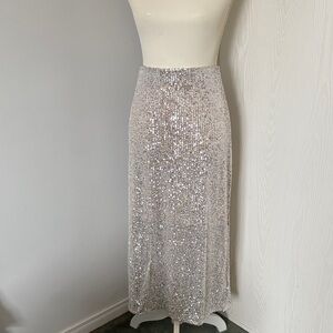 Elegant Silver Sequin Skirt
